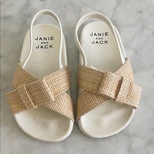 Janie and Jack Kids Sandals - Cream and Tan - Woven Pool Slide